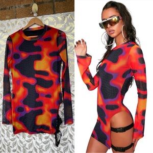 POSTER GRL Dolls Kill Thermal Mesh Mini Dress | Cybercore Buckle Bodycon XL